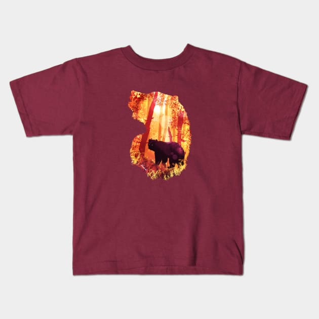 Evening Solace Bear Kids T-Shirt by DVerissimo